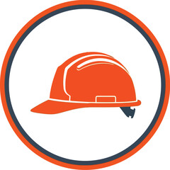 Modern orange hard hat safety construction worker helmet icon vector graphic illustration