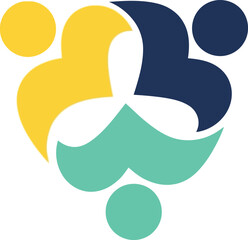 Abstract community people logo. diverse social group connection and teamwork concept