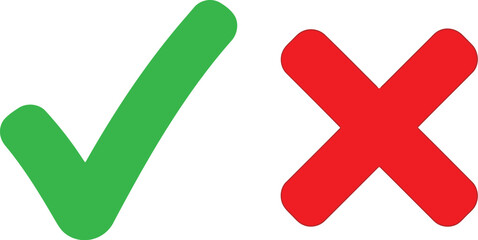 Green checkmark and red cross icons for approval rejection decision symbols © Bacon