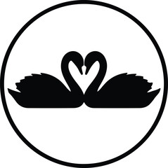 Vector two swans in love forming heart silhouette illustration