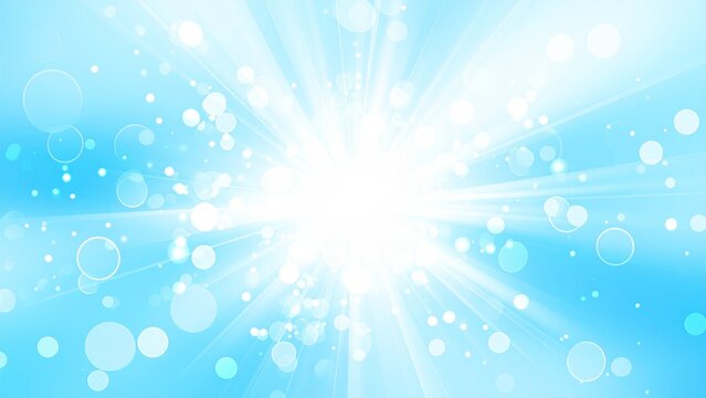 キラキラと輝く水色の放射線 背景素材 16:9サイズ AI生成素材
