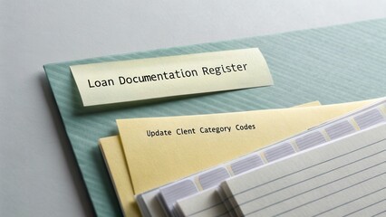 Detailed Loan Documentation Register with Colorful Folders and Sticky Notes for Effective Organization and Management