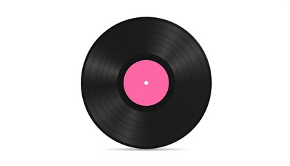 A Classic Vinyl Record with Pink Label on a White Background