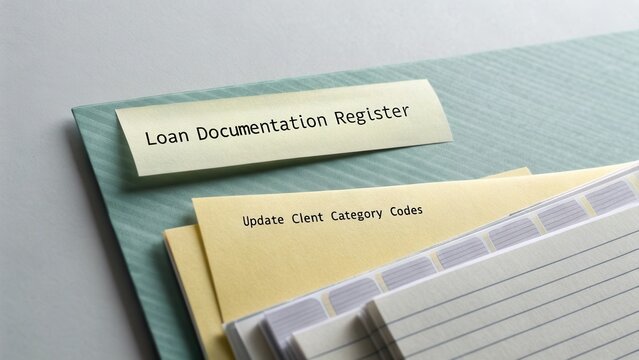 Detailed Loan Documentation Register with Colorful Folders and Sticky Notes for Effective Organization and Management