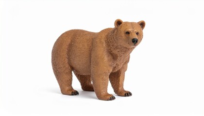 plastic toy brown bear isolate on white background