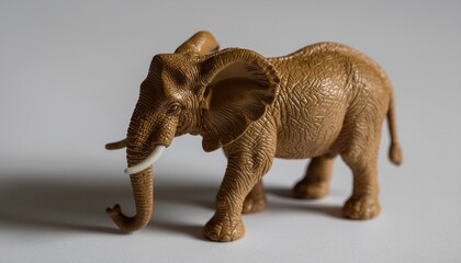 brown elephant plastic toy for kid isolated on white background
