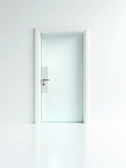 Minimalist white glass door in modern bright interior
