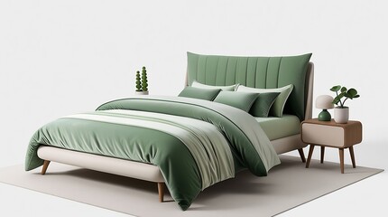 A beautifull bed is decorative with clean badsheet