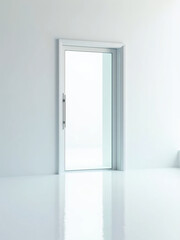 Minimalist white glass door in modern bright interior