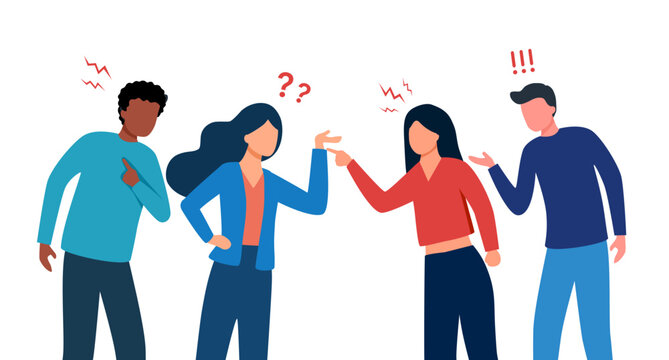 Dispute, conflict or arguing people, disagreement problem, argument, fighting discussion, stress or anxiety, violence concept