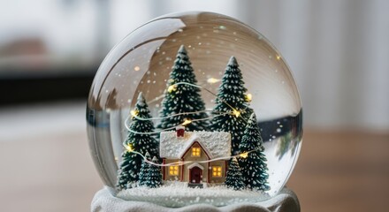 Enchanting miniature winter wonderland inside a festive glass globe decoration