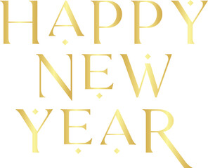Elegant golden happy new year text on white background