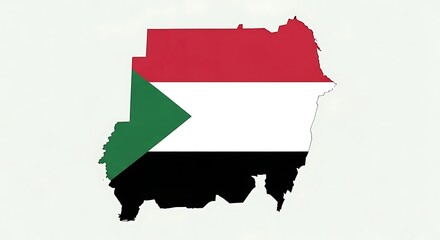 map of sudan with national flag colors, country shape silhouette design on white background.