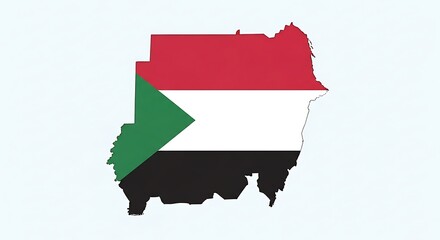 map of sudan with national flag colors, country shape silhouette design on white background.