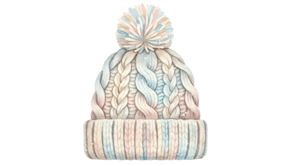 Cozy knitted winter hat with pom pom and textured pattern