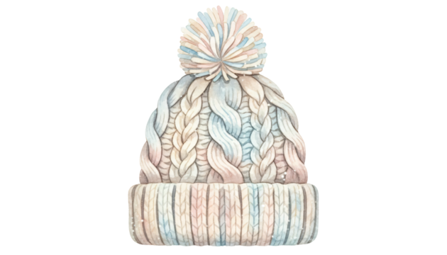 Cozy knitted winter hat with pom pom and textured pattern