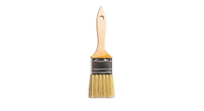 Small paint brush isolated on transparent background, a versatile tool for artistic expression, home improvement, and detailed painting projects