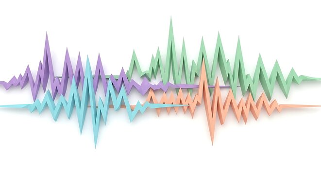 Colorful abstract 3d waveform sound heartbeat audio frequency - Powered by Adobe