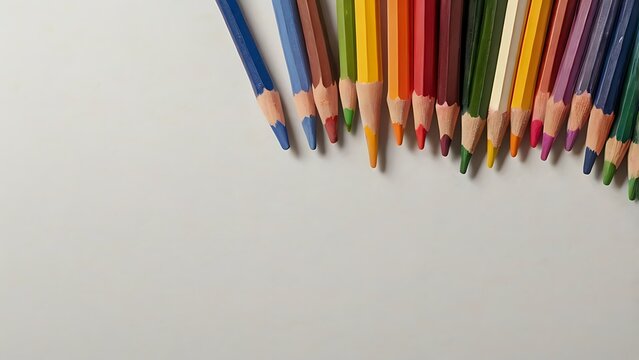 Closeup of a group of colored pencils arranged on a white surface, creating a vibrant and artistic composition - Powered by Adobe