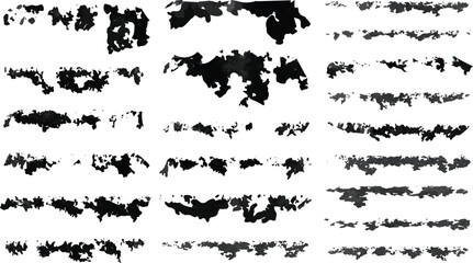 Abstract Black Ink Brush Strokes Collection – Grunge Textured Hand-Drawn Lines and Artistic Paint Effects.