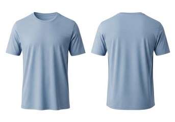 Front and back view of a light blue t shirt