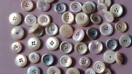 An assortment of mother of pearl buttons, showcasing their lustrous surface and intricate details