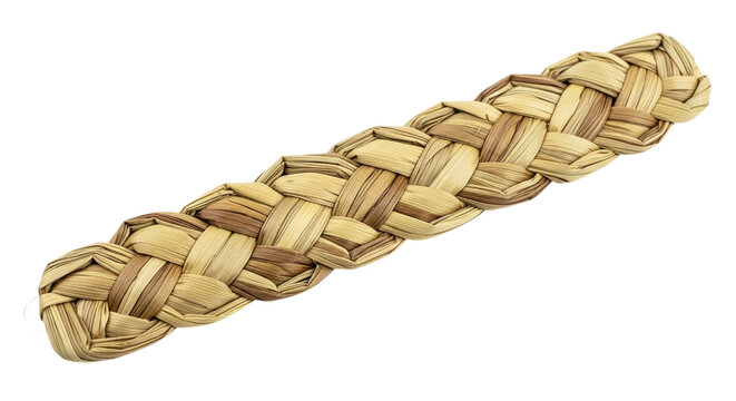 Braided jute strap isolated on transparent background, showcasing its natural texture and craftsmanship, ideal for rustic decor and sustainable designs - Powered by Adobe