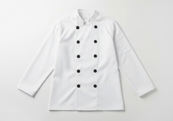 Clean white double breasted chef coat with black buttons