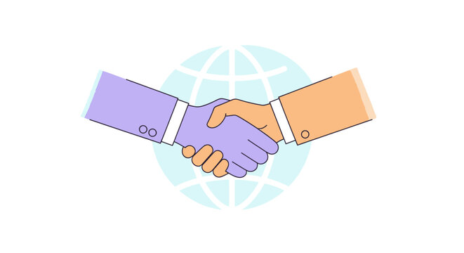Global partnership agreement illustration showcasing international business