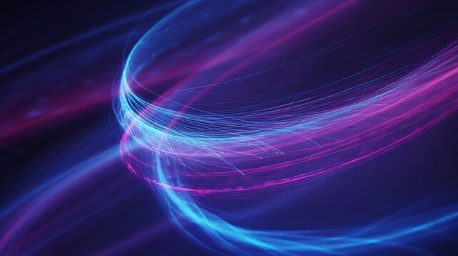 Abstract neon light trails background with vibrant blue and pink lines create futuristic and dynamic visual element texture wallpaper