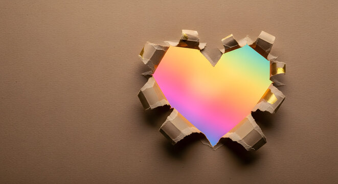 Craft Paper as Rainbow Heart Shape Color