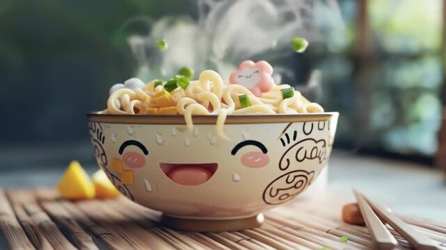 3d cute pho vietnamese noodle soup character Videos