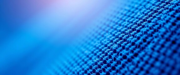 Fototapeta premium Close-up, vibrant blue textile; deep texture, high resolution, denim, detail
