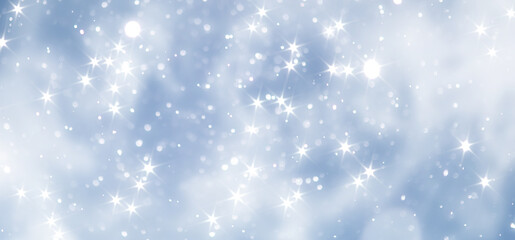 blue snowfall bokeh background, abstract snowflake background on blurred abstract blue