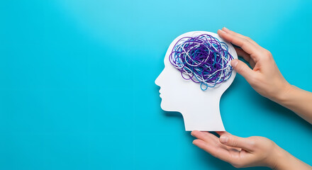 Hands holding human head, attention deficit hyperactivity disorder, ADHD symptom, mental health, confused mind