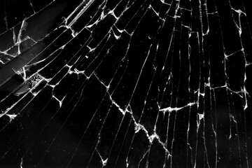 cracked glass isolated in black background
