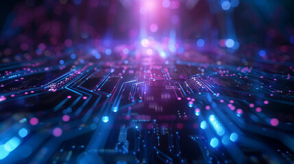 Quantum computing business background with digital cloud network