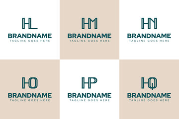 Obraz premium Letters HL HM HN HO HP HQ Logo Monogram Set, for LH MH NH OH PH QH initials