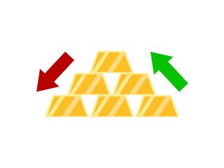 Gold Price Up and Down Vector Illustration Symbol of Investment Fluctuation
