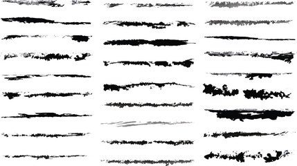 Grungy Ink Brush Strokes Collection – Distressed Hand-Drawn Textured Lines and Rough Artistic Ink Effects.