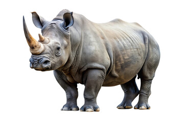 Obraz premium Majestic black rhinoceros standing proudly with a prominent horn isolated on transparent background
