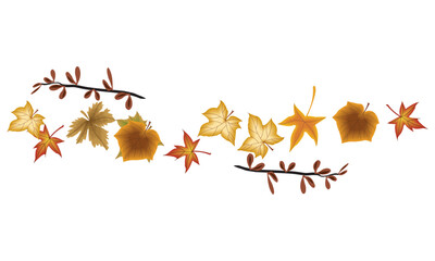 set of autumn leaves in the wind on white background vector illustration EPS10