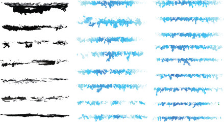 Textured Black and Blue Brush Strokes Collection – Hand-Drawn Grunge and Watercolor Strokes with Artistic Overlays.