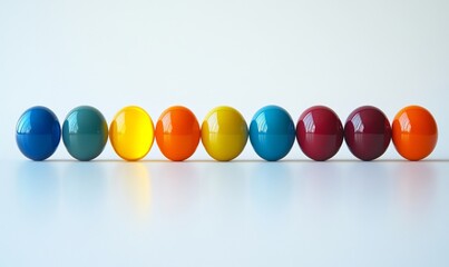 Colorful pills displayed in an abstract arrangement, representing health supplements, medical treatments, and scientific research. The image emphasizes the variety of pharmaceutical, Generative AI