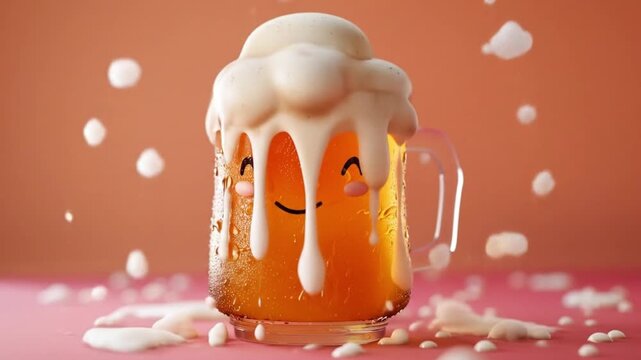 3d cute root beer mug character frothy foam Videos