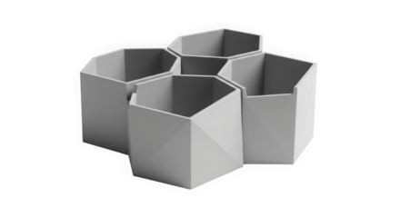 Modern hexagonal desk organizer isolated on transparent background