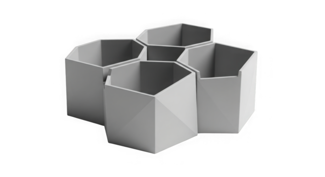 Modern hexagonal desk organizer isolated on transparent background - Powered by Adobe