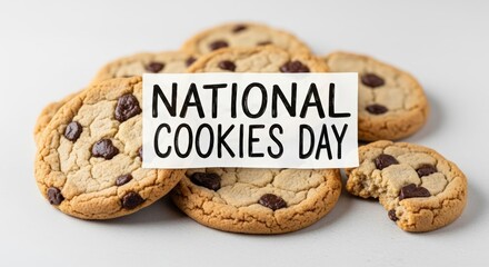 Celebration of national cookie day with delicious chocolate chip cookies