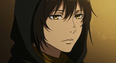 Melancholy in Solitude: A solitary figure, shrouded in a dark hood, gazes pensively. The image captures a sense of introspective contemplation.