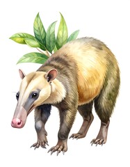 Watercolor Illustration Tamandua Anteater And